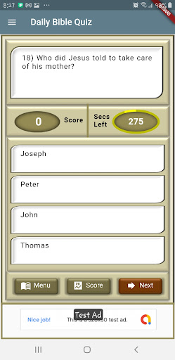 Daily Bible Quiz Screen 2