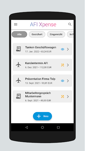 Android application AFI Xpense screenshort