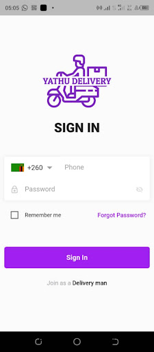 Android application YathuDelivery screenshort