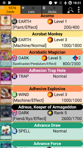 Android application Database for Yugioh Cards screenshort