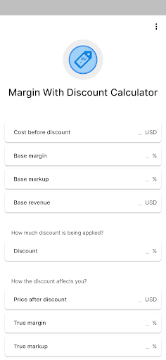Android application Margin With Discount screenshort