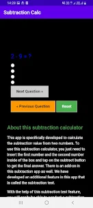 Subtraction Calculator & Test