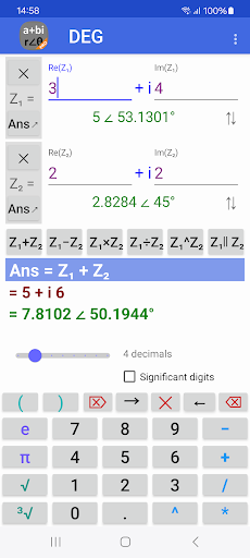 Android application Easy Complex Number Calculator screenshort