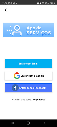 Android application ServicesApp - Usuário screenshort