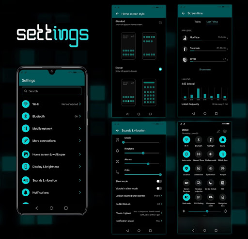 [EMUI 10]Mosaic Cyan Theme Screen 2