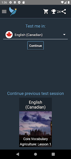Android application Canadian English Tests screenshort