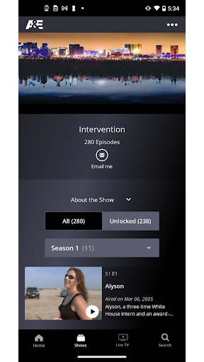 Screenshot of A&E: TV Shows That Matter