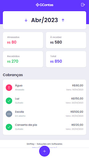 Android application Gcontas screenshort