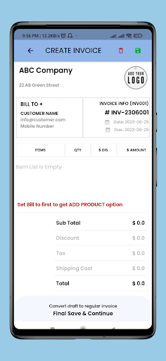 Easy Invoice Maker Screen 2