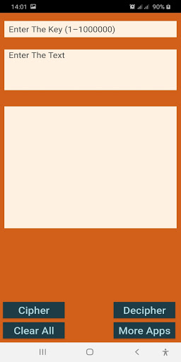 Android application Code: Text cryptography app screenshort