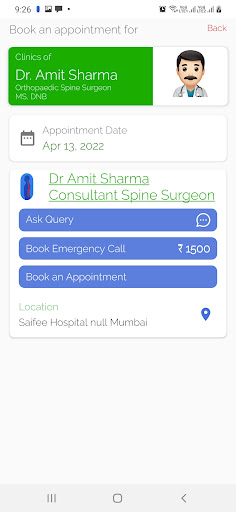 Dr. Amit Sharma’s Spine Clinic Screen 2