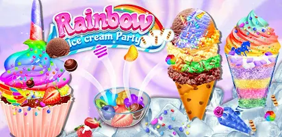 レインボーアイスクリームパーティー ユニコーンデザートフード Google Play のアプリ