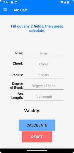 Android application Arc Calc screenshort