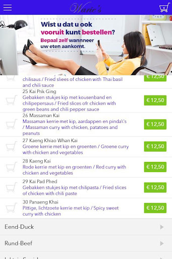 Android application Waries Thai Food Amsterdam screenshort