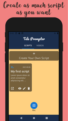 Android application Teleprompter with Video & LIVE screenshort