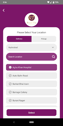 Android application Royal Taj screenshort