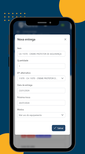 Controle de entrega de EPI Screen 3