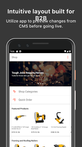 Android application Optimizely B2B Commerce screenshort