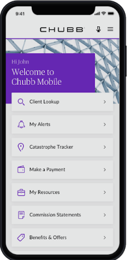 Android application Chubb Agent Mobile screenshort