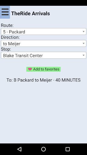 Ann Arbor TheRide Bus Tracker Screen 2