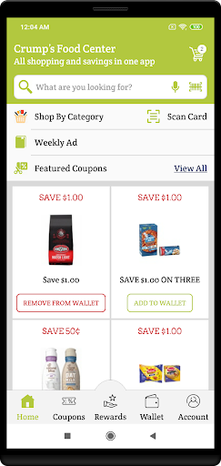 Android application Crump’s Food Center screenshort