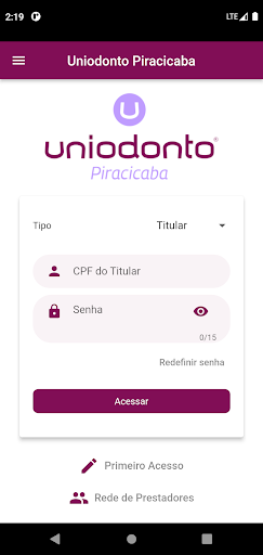 Android application Uniodonto Piracicaba screenshort