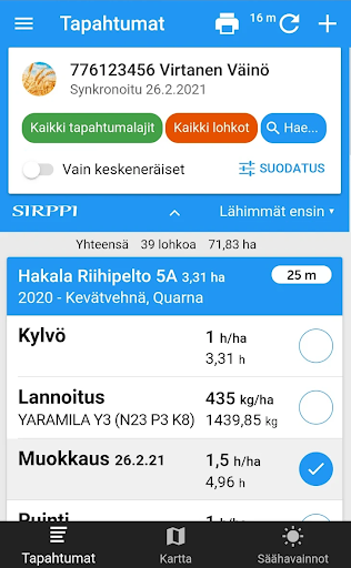 Android application Sirppi screenshort