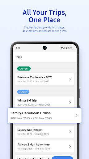 Screenshot of Trip Packing List: QuickPack