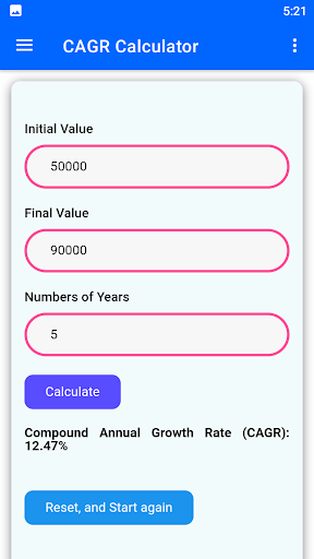 CAGR Calculator Screen 3