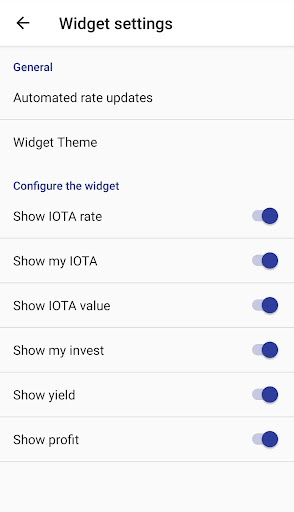 IOTA Widget: Rate, Value, Gain Screen 2