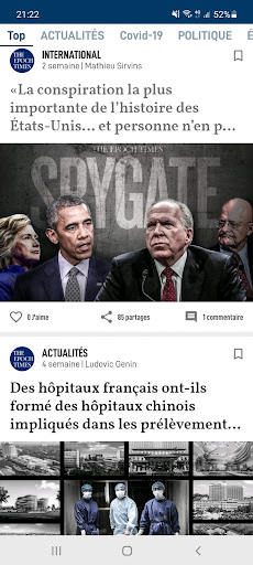 Screenshot of Epoch Times Français