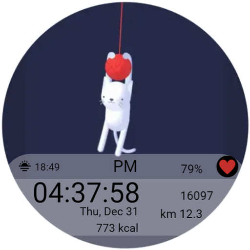 Animated Cat Swing Watch Face