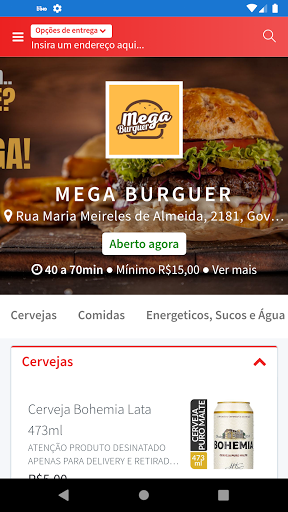 Android application Mega Burguer screenshort