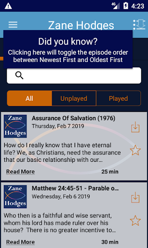 Zane Hodges Library Screen 2