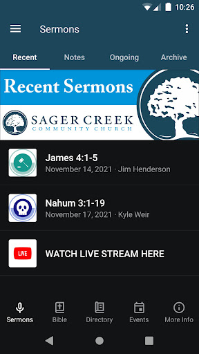 Android application Sager Creek Community Church screenshort