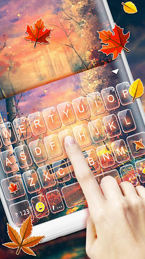 Android application Gold Autumn Leaf Keyboard Them screenshort