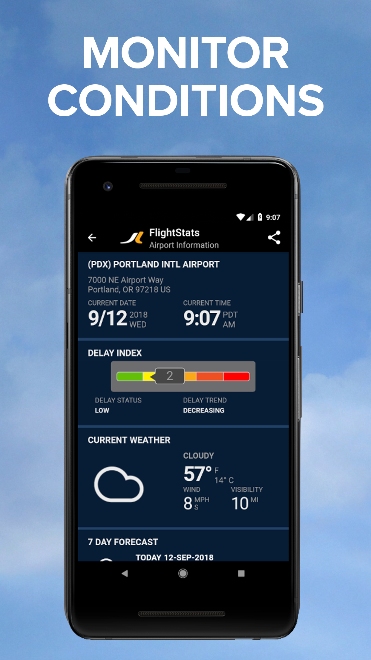 Android application FlightStats screenshort