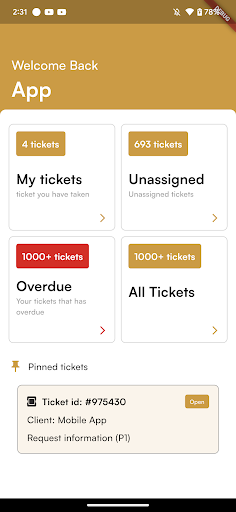 Android application Internet Home Ticket screenshort