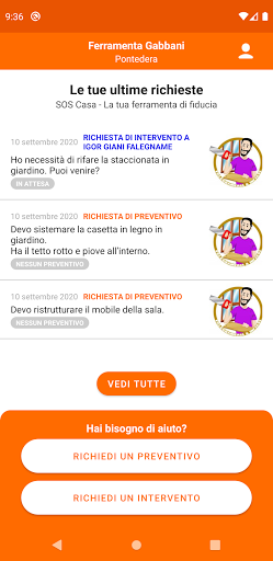Android application SOS Casa screenshort