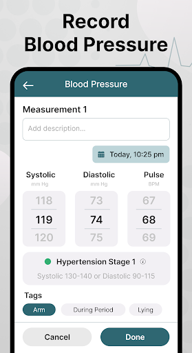 Blood pressure tracker app Screenshot 2 - AppWisp.com