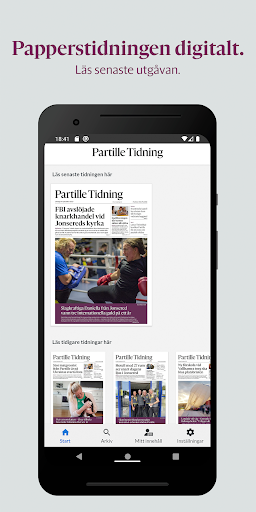 Android application Partille Tidning e-tidning screenshort