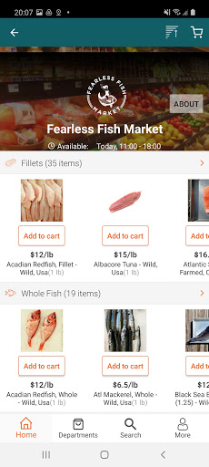 Android application Fearless Fish Market screenshort