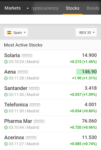 Android application Bolsa de Madrid screenshort