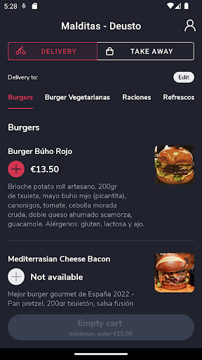 Android application Malditas Burgers screenshort