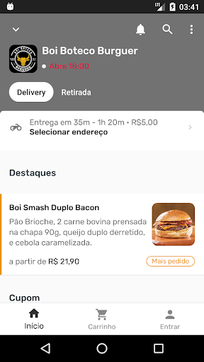 Android application Boi Boteco Burguer screenshort
