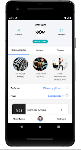 Android application Street Gym General Program screenshort