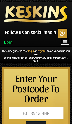 Android application Keskins Takeaway screenshort