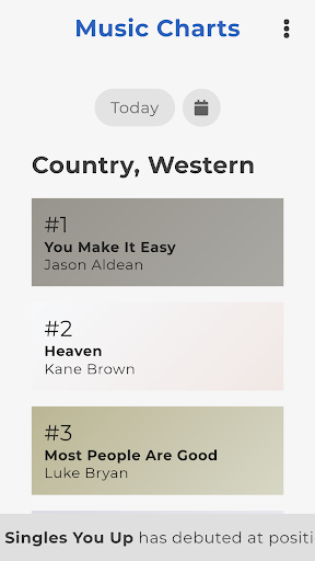 Android application Country Music Charts screenshort