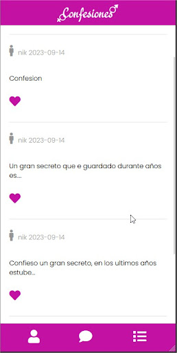 Android application Confesiones screenshort