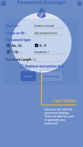 Android application Password Manager screenshort